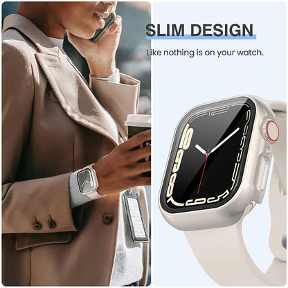 AIG Clear Hard Case with Tempered Glass for Apple Watch 40mm (Series 4/5/6) - Starlight+Clear (02 PACK)