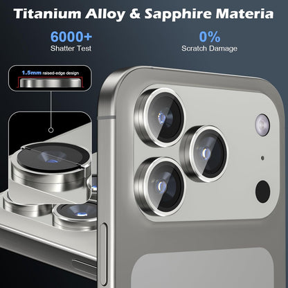 AIG Camera Lens Protector for iPhone 17 Pro/Pro Max –9H Tempered Glass with Metal Ring, Scratch Resistant, HD Clear (Titanium Grey)