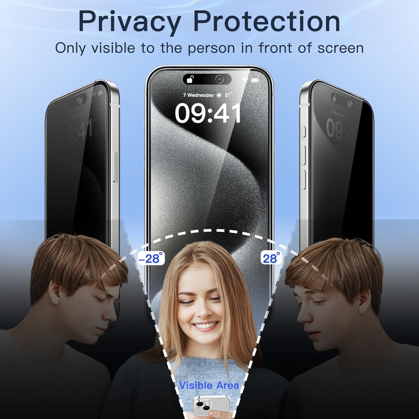 AIG Privacy Screen Protector for iPhone 16 Plus – 3 Pack