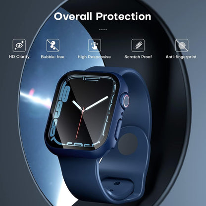AIG Apple Watch Series 9/8/7 Case 41mm – UHD 9H Tempered Gorilla Glass Screen Protector, Blue