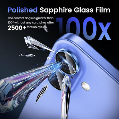 AIG Lens Protector for iPhone 16/16 Plus, 9H Glass - Blue