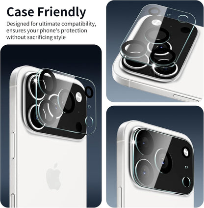 AIG (02 Pack) Camera Lens Protector for iPhone 17 Pro/Pro Max –9H Tempered Glass with Transparent Joint, Scratch Resistant, HD Clear- Transparent