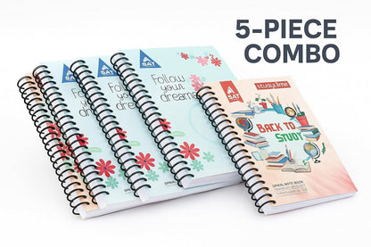SAT Premium Spiral Notebook Set – Wire Bound Ruled Notebooks for School, College & Office | Smooth Writing Study Notebook Pack
