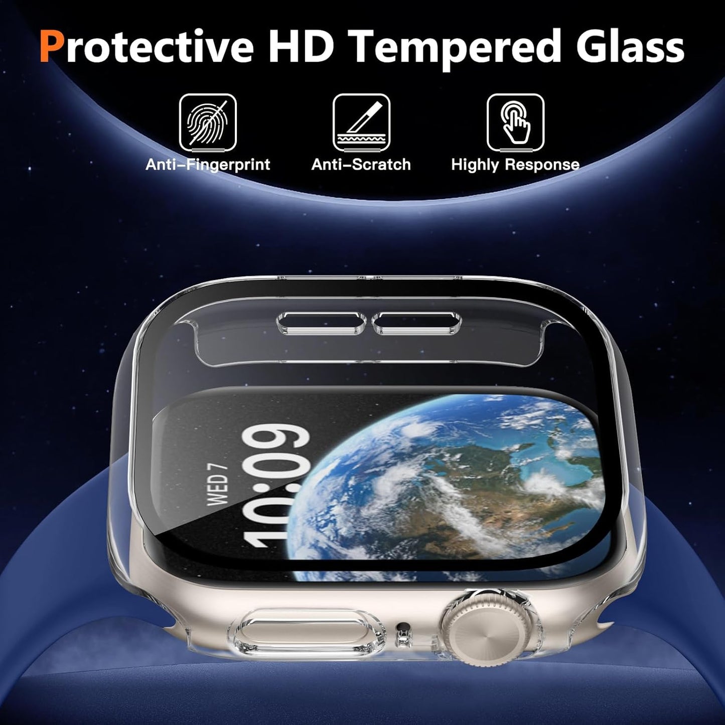 AIG Apple Watch 41mm Hard Case with Tempered Glass Screen Protector, Ultra-Thin Protective Cover for Series 9, 8 & 7, Clear/Transparent (3 Pack)