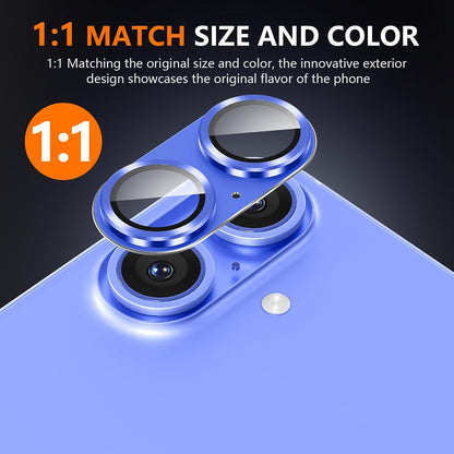 AIG Camera Lens Protector for iPhone 16 / 16 Plus – Tempered Glass with Metal Frame - Blue Joint