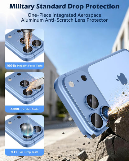 AIG Premium All-Metal Camera Lens Protector for iPhone 18 Pro Max – Light Blue