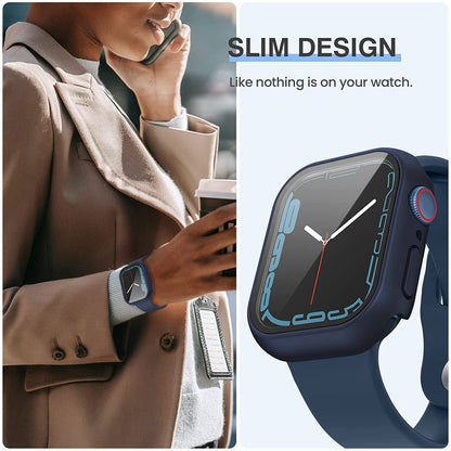 AIG Clear Hard Case with Tempered Glass for Apple Watch 40mm (Series 4/5/6) - Blue+Clear+Black (03 Pack)