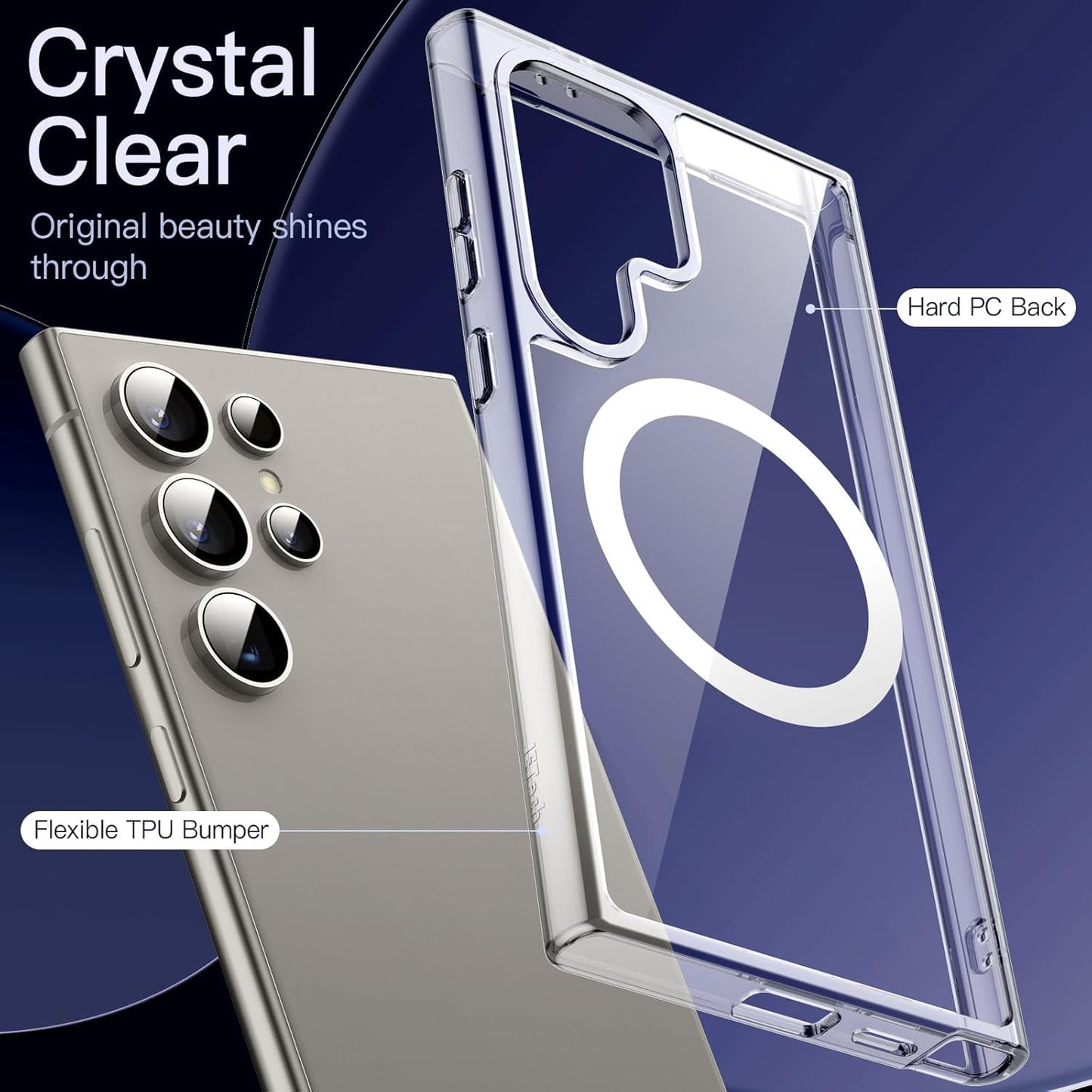 AIG Magnetic Case for Samsung S24 Ultra – Clear Shockproof Cover