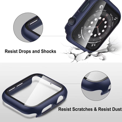 AIG Apple Watch 45mm Hard Case with Tempered Glass Screen Protector, Ultra-Thin Protective Cover for Series 9/8/7 - BLUE (01 PACK)