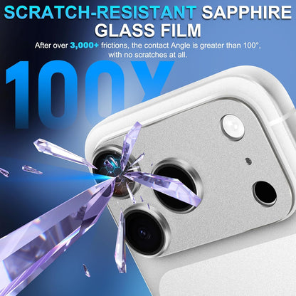 AIG Camera Lens Protector for iPhone 17 Pro Max – 9H Tempered Glass, Metal Ring, Grey Joint