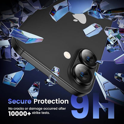 AIG Camera Lens Protector for iPhone 16 / 16 Plus – Tempered Glass with Metal Frame - Black Joint