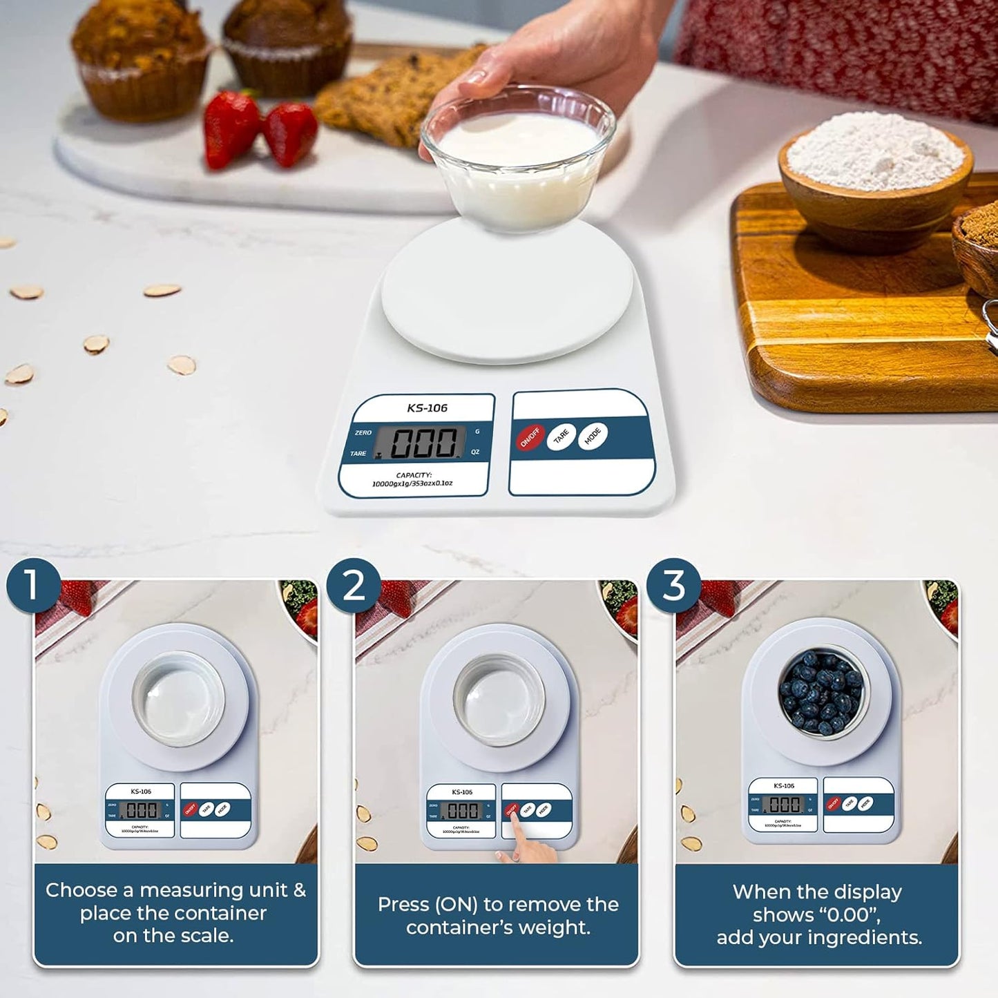 Digital Kitchen Weighing Scale 10 Kg | High Precision Electronic Weight Machine with LCD Display | Food & Diet Measuring Scale for Baking, Cooking & Home Use (pack of 1)