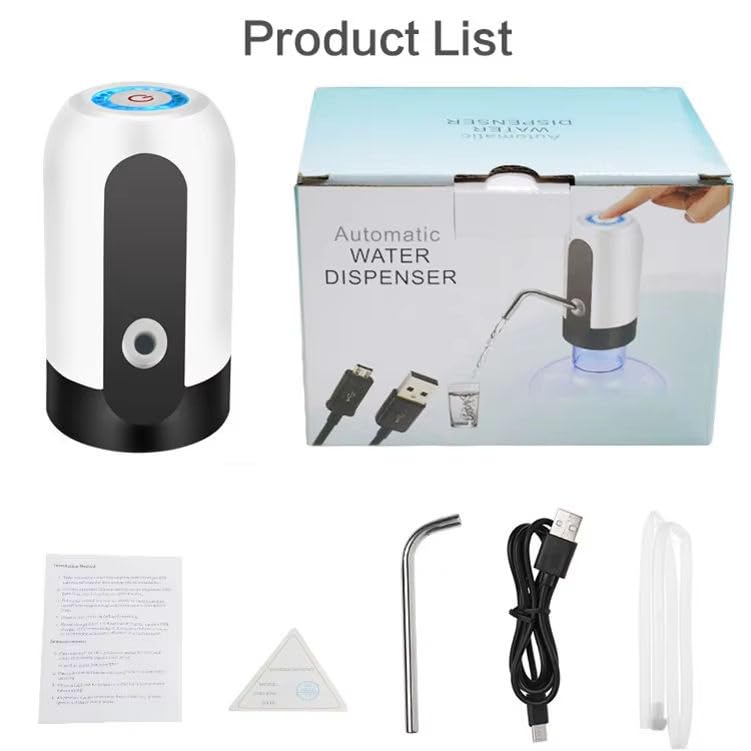 Portable Electric Water Dispenser - USB Rechargeable Universal Water Pump for 5 Gallon Jugs & 5-20L Bottles - Food Grade Silicone, One-Switch Operation for Kitchen, Office & Outdoor - Black