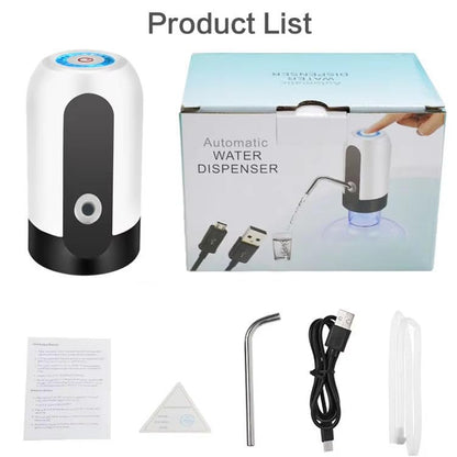 Portable Electric Water Dispenser - USB Rechargeable Universal Water Pump for 5 Gallon Jugs & 5-20L Bottles - Food Grade Silicone, One-Switch Operation for Kitchen, Office & Outdoor - Black