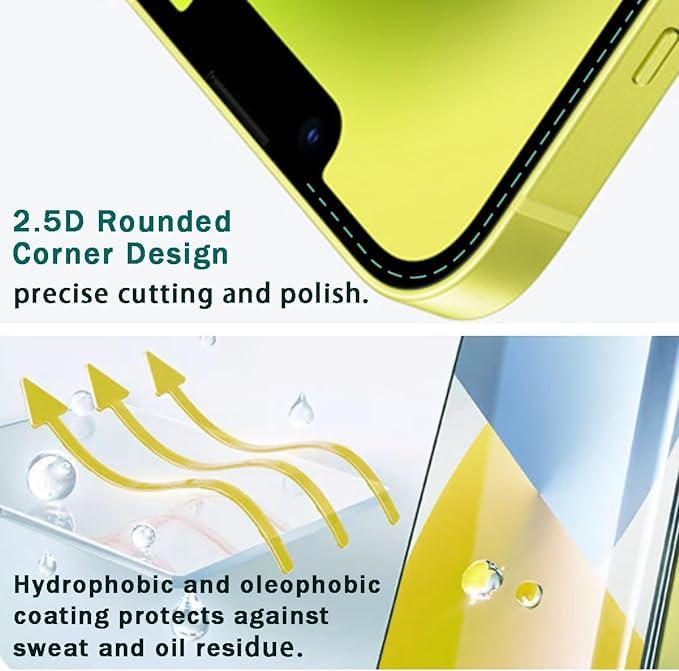 AIG iPhone 13 /13 Pro Screen Protector 6.1" – 9H Tempered Glass, HD Clear, Case Friendly
