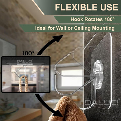 20 Pcs Self Adhesive Wall Hooks – Heavy Duty Waterproof Transparent Sticky Hooks for Kitchen, Bathroom, Bedroom, Office, Home & Hanging Accessories