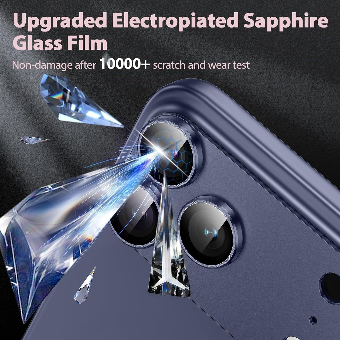 AIG Camera Lens Protector for iPhone 17 Pro – 9H Tempered Glass, Metal Ring, Blue Joint