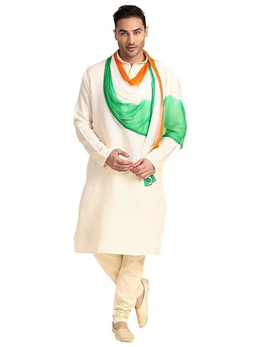 Men’s Tie-Dye Chiffon Dupatta – Tricolour Tiranga Chunni for Independence Day & Republic Day | Lightweight 2.25 Meter Fabric | Festive Patriotic Shawl for Events & Celebrations (Pack of 1)