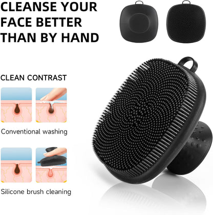 Silicone Bath Body Scrubber for Men & Women – Soft Bristle Shower Brush for Deep Cleaning, Exfoliating & Massage, Easy Grip Design (Black)