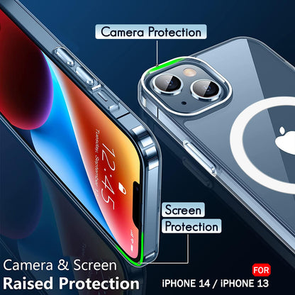 AIG MagSafe Clear Case for iPhone 13 / 14 – Transparent Back Cover with Camera Protection