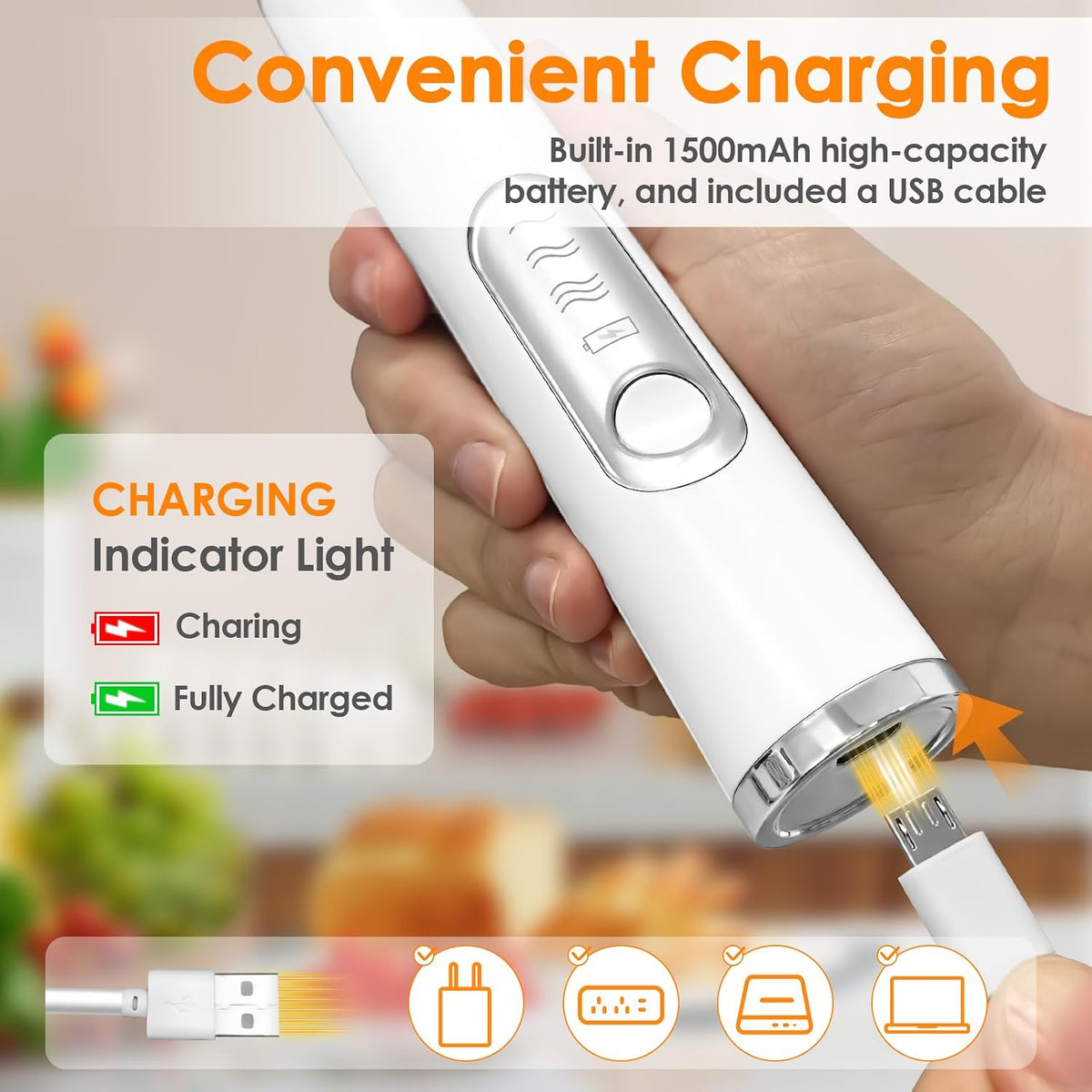 AIG Rechargeable Milk Frother & Coffee Whisk – Electric Handheld Coffee Mixer, Dual Spring Frothing Technology, Drink Mixer & Beater, Multi