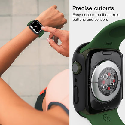 AIG Apple Watch 45mm Hard Case with Tempered Glass Screen Protector, Ultra-Thin Protective Cover for Series 9/8/7 - Black (04 PACK)
