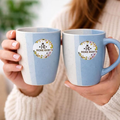 Ceramic Mug Set of 2 Matching Coffee Cups Premium Ceramic Tea Coffee Mug Set for Home Kitchen Office Stylish Drinking Cups for Tea Coffee Milk Hot Beverages | Blue