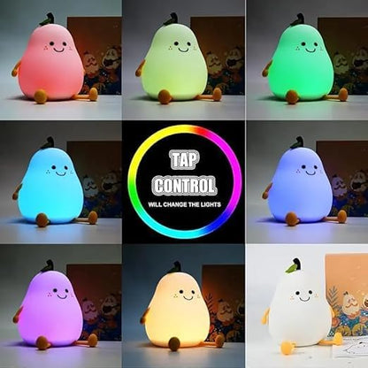 Cute Pear-Shaped LED Night Light with Smiling Face | Soft Warm Glow, Decorative Lamp, Kids & Nursery Use, Compact Design, Bedside Table Light