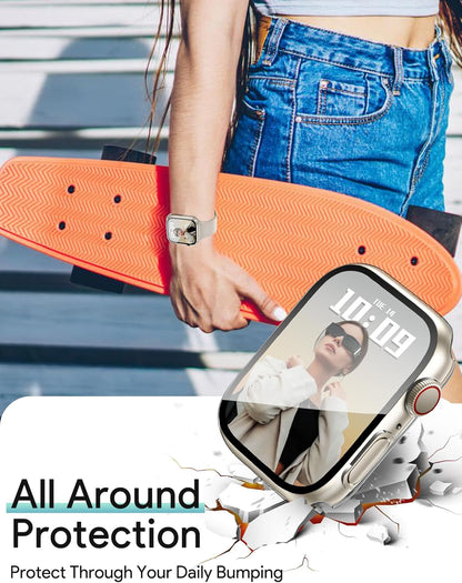 AIG Bumper Hard Case with Tempered Glass for Apple Watch Compatible with Series 6/5/4, 40mm Ultra-Thin Protective Cover with iWatch Screen Protector - Clear/Transparent (02 PACK)