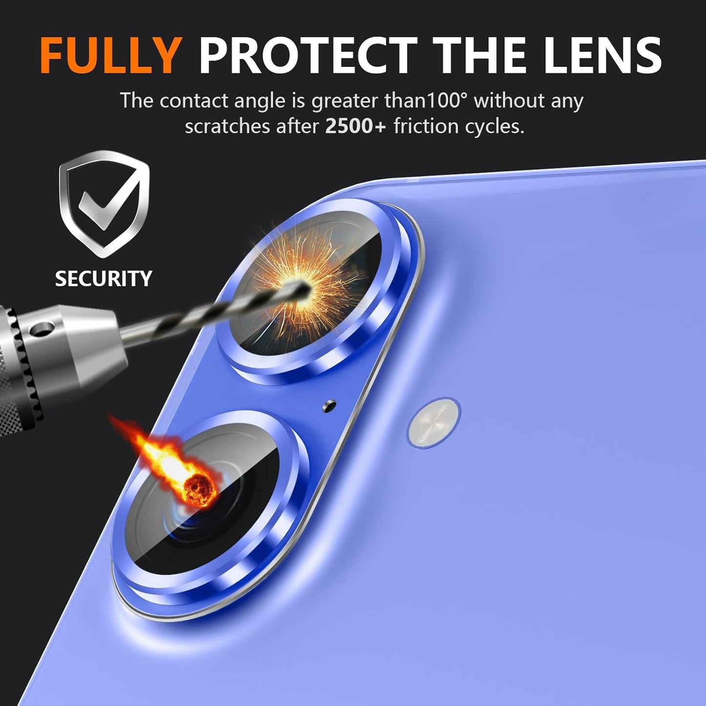 AIG Camera Lens Protector for iPhone 16 / 16 Plus – Tempered Glass with Metal Frame - Blue Joint