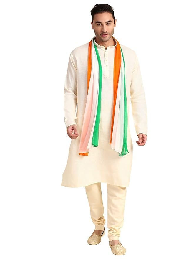 Men’s Tie-Dye Chiffon Dupatta – Tricolour Tiranga Chunni for Independence Day & Republic Day | Lightweight 2.25 Meter Fabric | Festive Patriotic Shawl for Events & Celebrations (Pack of 1)