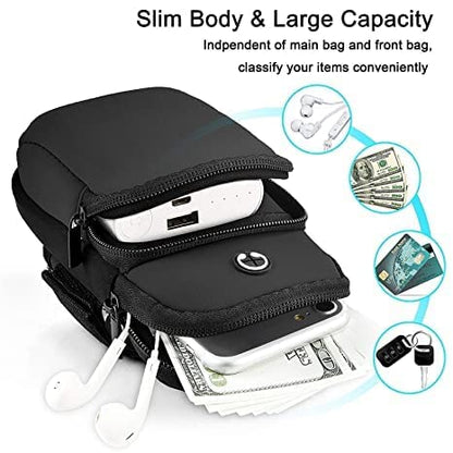 Universal Running Armband (2 Pack) – Water-Resistant Mobile Holder for Gym & Outdoor (Black)