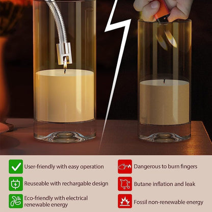 Rechargeable Electric Gas Lighter – 360° Flexible Windproof Plasma USB Lighter for Gas Stove & Candles | Safe Flameless Kitchen & Outdoor Use
