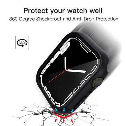 AIG Apple Watch 45mm Hard Case with Tempered Glass Screen Protector, Ultra-Thin Protective Cover for Series 9/8/7 - Black (04 PACK)