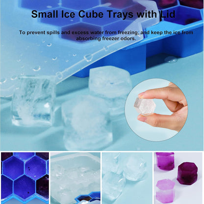 AIG (02 PACK) 37-Grid Silicone Ice Cube Tray with Lid – Easy Release & Reusable Small Ice Molds for Freezer