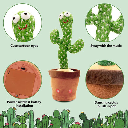 AIG Dancing Cactus Toy – Plush, Voice Repeat, Singing & LED Lights for Kids (Multicolor)