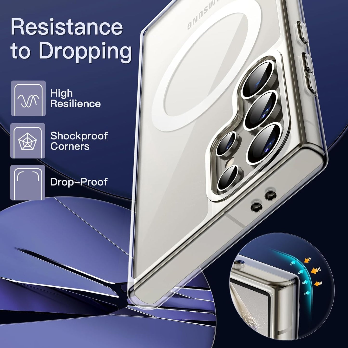 AIG Magnetic Case for Samsung S25 Ultra – Clear Shockproof Cover