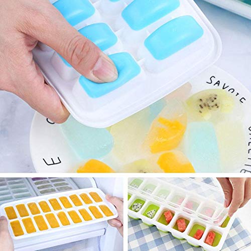 AIG Ice Cube Trays for Freezer, 56 Cubes Easy-Release Silicone Ice Trays with Spill-Resistant Lids, Reusable Stackable BPA-Free Ice Tray for Cocktails, Drinks & Beverages (4 Pack)