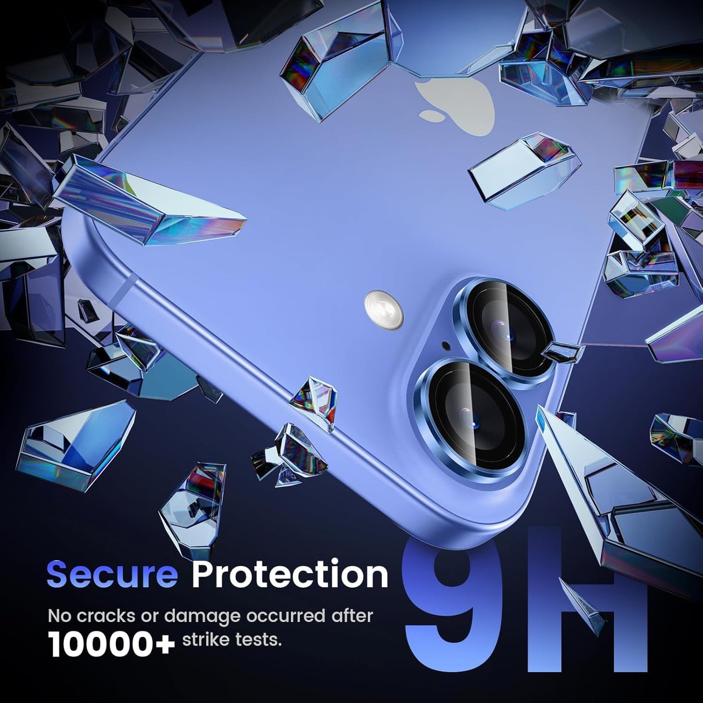 AIG Lens Protector for iPhone 16/16 Plus, 9H Glass - Blue