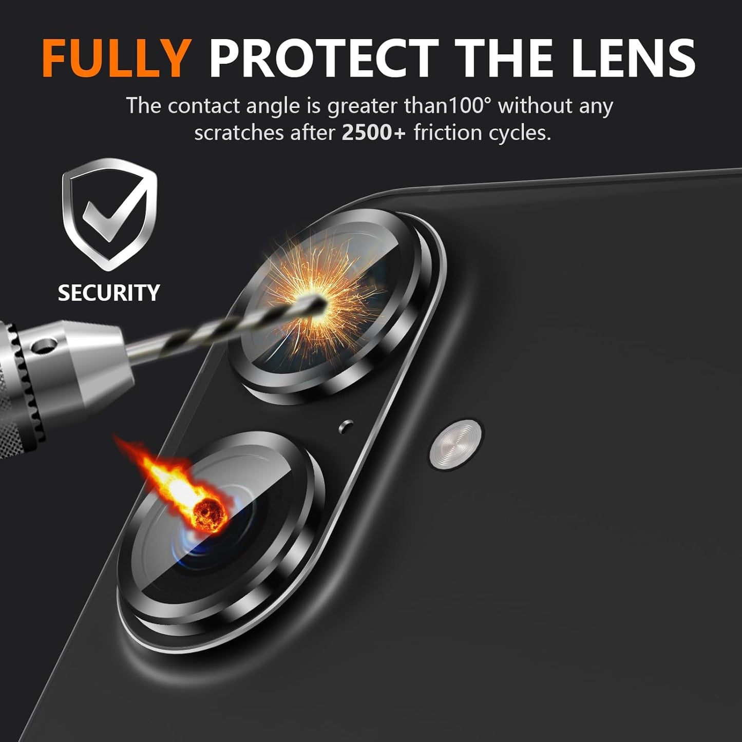 AIG Camera Lens Protector for iPhone 16 / 16 Plus – Tempered Glass with Metal Frame - Black Joint