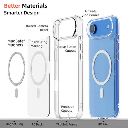 AIG Clear Hybrid Case for iPhone 17 Air – MagSafe, Shockproof, Transparent Cover