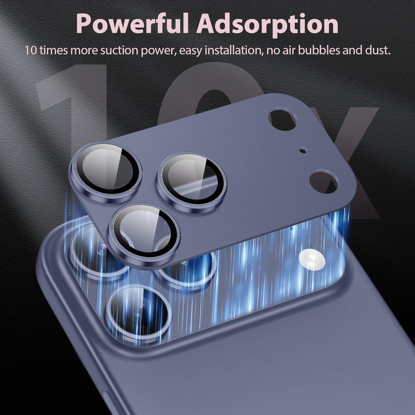 AIG Camera Lens Protector for iPhone 17 Pro – 9H Tempered Glass, Metal Ring, Blue Joint