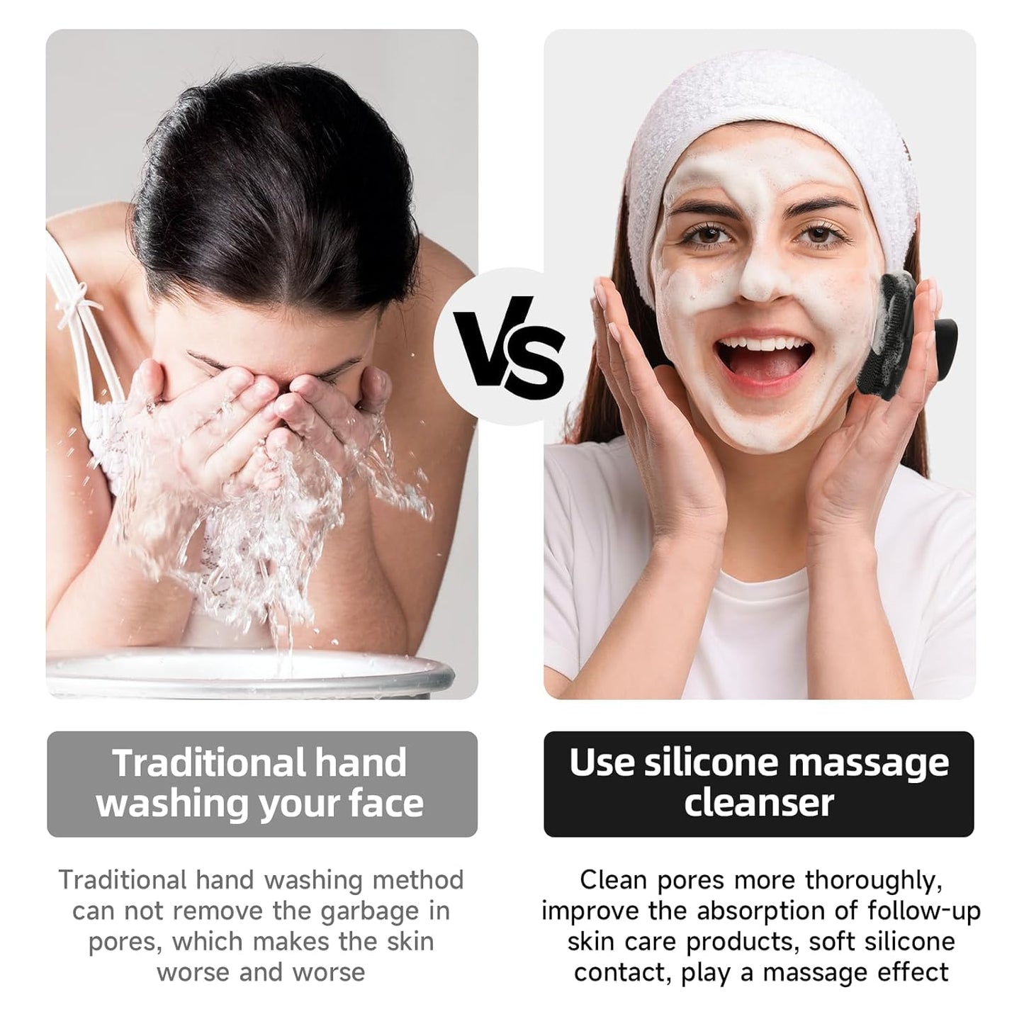 Premium Silicone Face Scrubber (Black) – Deep Cleansing Brush