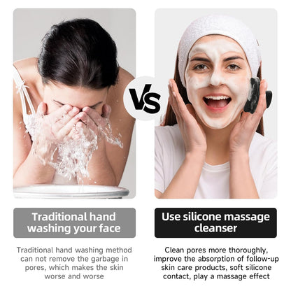 Premium Silicone Face Scrubber (Black) – Deep Cleansing Brush