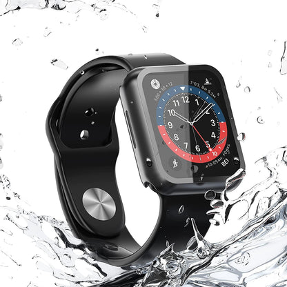 AIG Bumper Hard Case with Tempered Glass for Apple Watch Compatible with Series 6/5/4, 40mm Ultra-Thin Protective Cover with iWatch Screen Protector - Black+Clear (02 PACK)