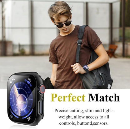 AIG Clear Hard Case with Tempered Glass for Apple Watch 40mm (Series 4/5/6) - Black (03 PACK)