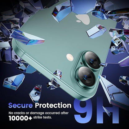 AIG Camera Lens Protector for iPhone 16 / 16 Plus – Tempered Glass with Metal Frame - Green Joint