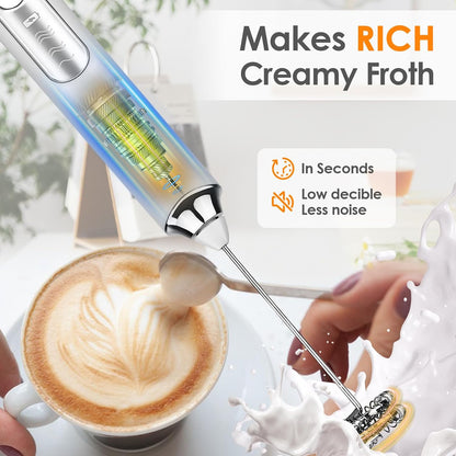 AIG Rechargeable Milk Frother & Coffee Whisk – Electric Handheld Coffee Mixer, Dual Spring Frothing Technology, Drink Mixer & Beater, Multi