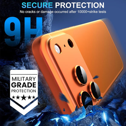 AIG Camera Lens Protector for iPhone 17 Pro Max – 9H Tempered Glass, Metal Ring, Orange Joint