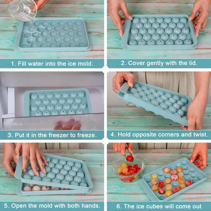 AIG (01 Pack) 33-Sphere Ice Cube Tray with Lid – Easy Release Reusable Ice Mold for Freezer & Drinks (Copy)